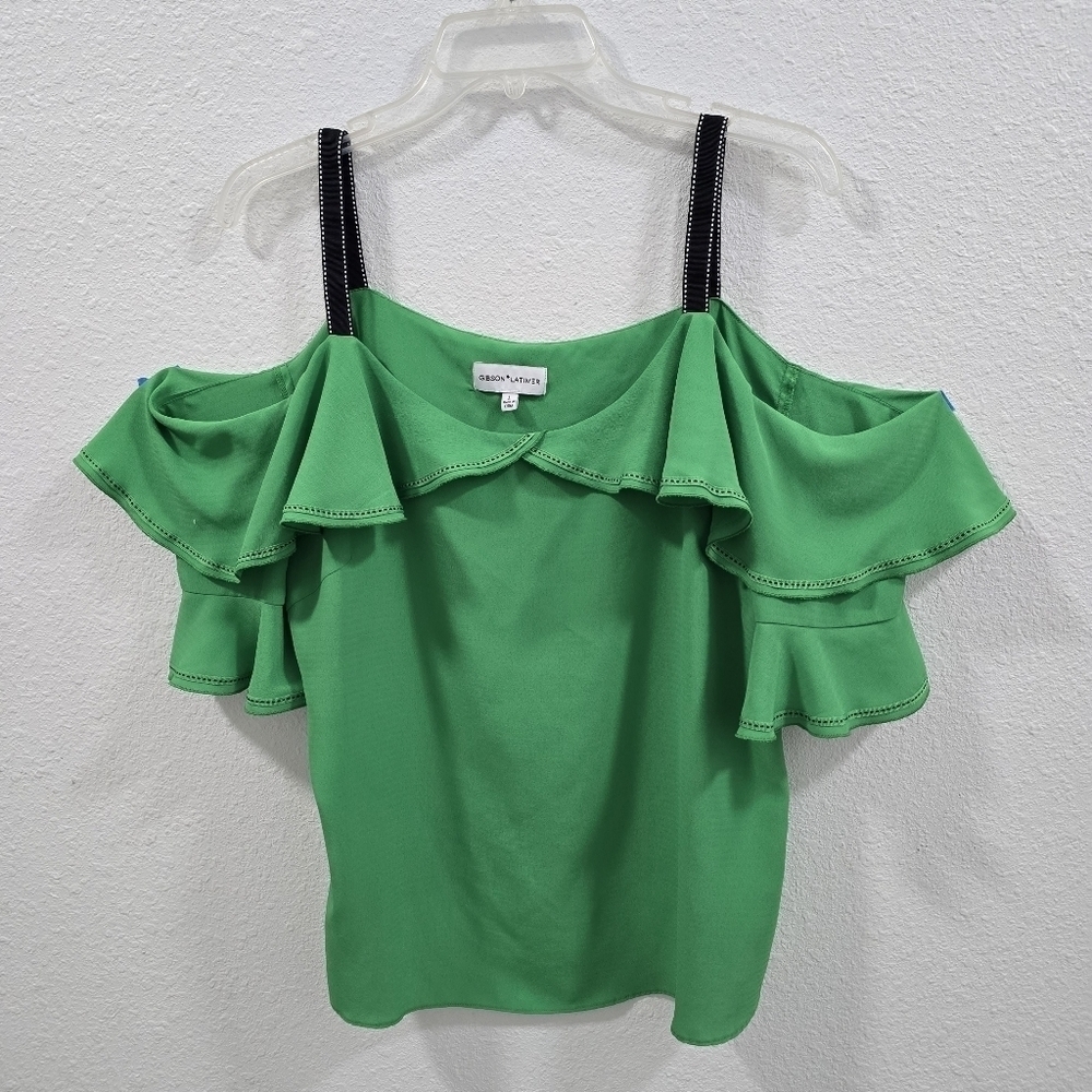 Gibson Latimer Cold Shoulder Women's Top With Flutter Sleeves Size:L